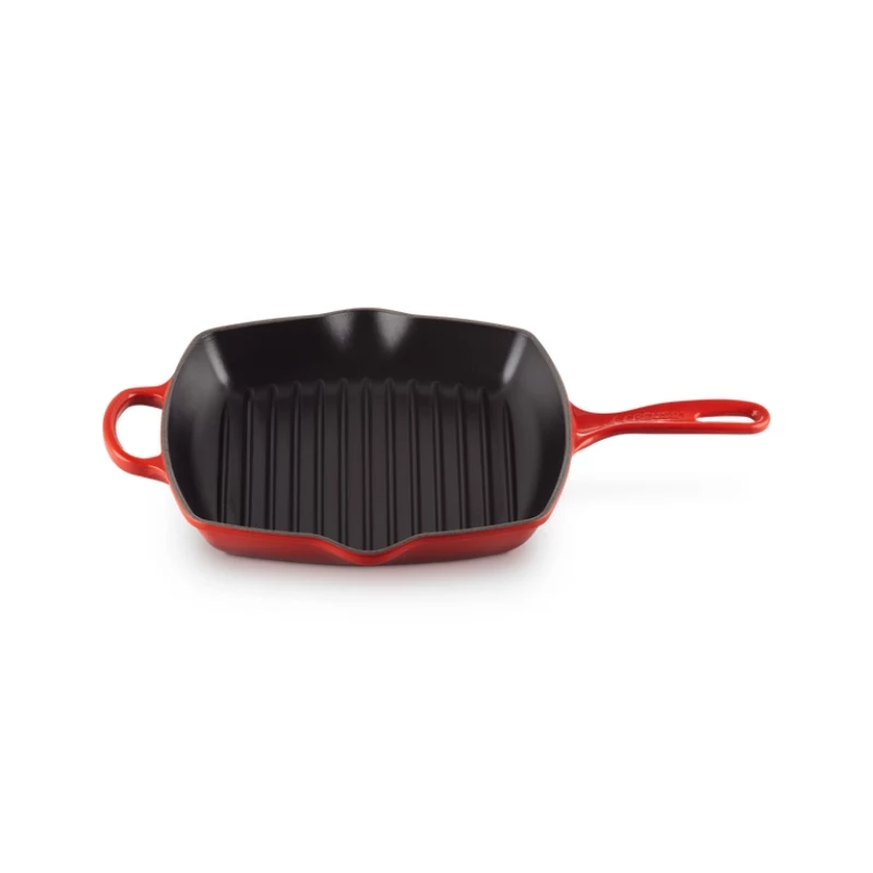 Le Creuset Grillpfanne aus Gusseisen, quadratisch, 26 cm, Kirschrot
