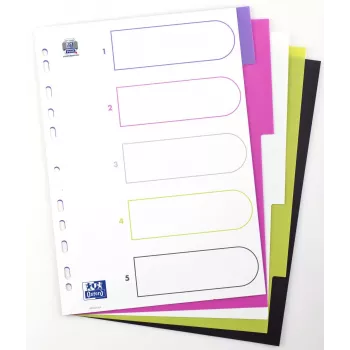 Oxford myColour Trennstreifen A4 Vollformat Blanko 5-teilig Farben sortiert