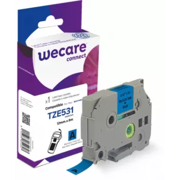 Armor K80051W4 Kompatibles Etikettenband Schwarz auf Blau für Brother TZE-531 12mm x 8m Laminier-PET