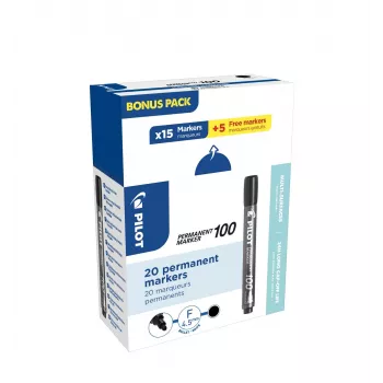 Pilot Pen 100 Permanent Marker Schwarz 1,0 mm 20er Pack (15+5 Gratis)