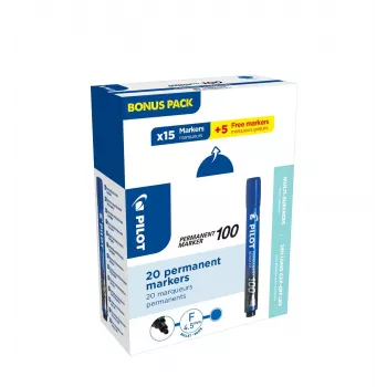 Pilot Pen SCA-100-L-P20 Permanent Marker Blau 1,0 mm 20er Pack (15 + 5 Gratis)