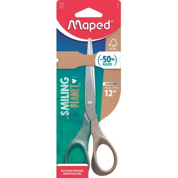 Maped Smiling Planet Schere 160 mm, runde Spitze, rechtshändig, ergonomische 3D-Griffe