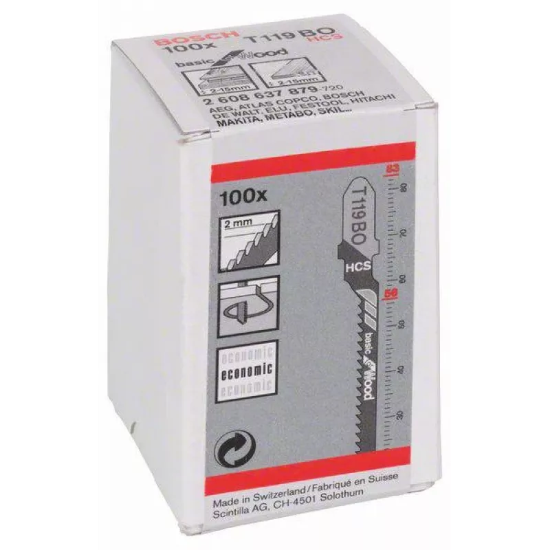 BOSCH T119BO Stichsägeblätter für Sperrholz, 100 Stück