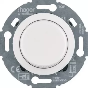 Hager WTN4011WG Universal-Drehdimmer mit Mittelstück, System 1930/Glas, Weiß, Unterputz, R L C LED