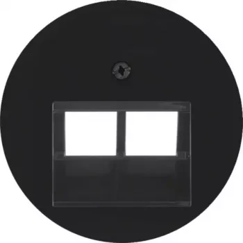 Hager WLF1008BG Zentralplatte für UAE-Steckdose 2-fach System R.Classic Glänzend Schwarz