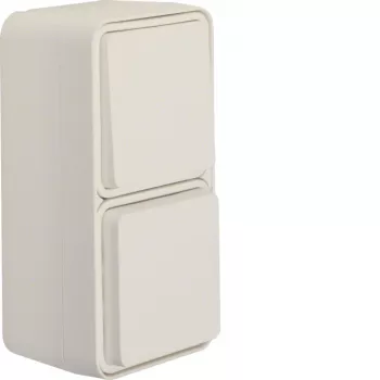 Hager WNC080B Umschalter/Steckdose SCHUKO mit Klappdeckel Aufputz senkrecht Polarweiß