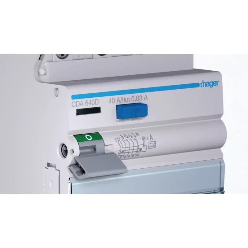 HAGER CDA640D Fehlerstrom-Schutzschalter 4P 10kA 40A 30mA Typ A