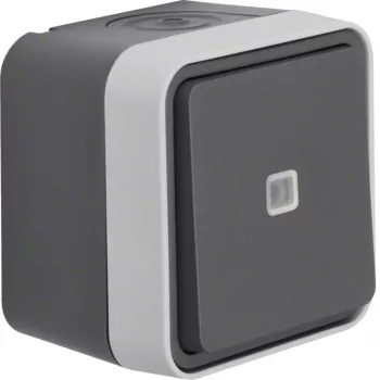 Hager WNC002 Wechselschalter Aufputz beleuchtet IP55 Grau W.1 Serie