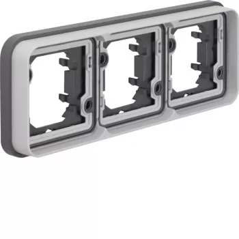 Hager W.1 WNA403 3-Gang Unterputzrahmen Horizontal IP55 Grau