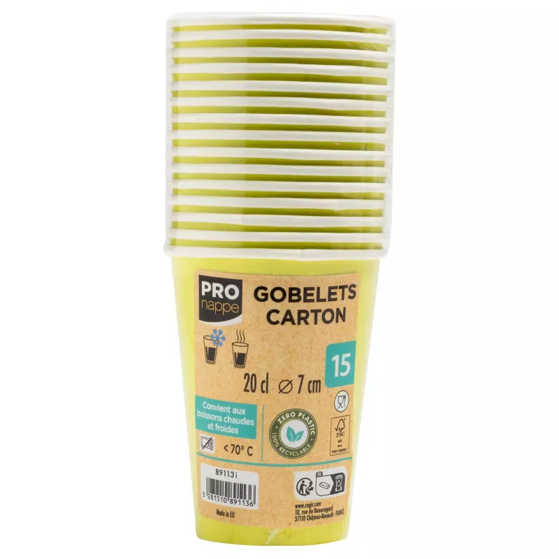 PROnappe 15 Pappbecher 200 ml, Kiwi Green (89113I)