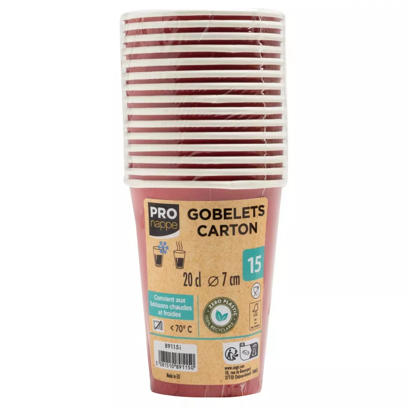 PROnappe 15 Pappbecher 200 ml, Rot (89115I)