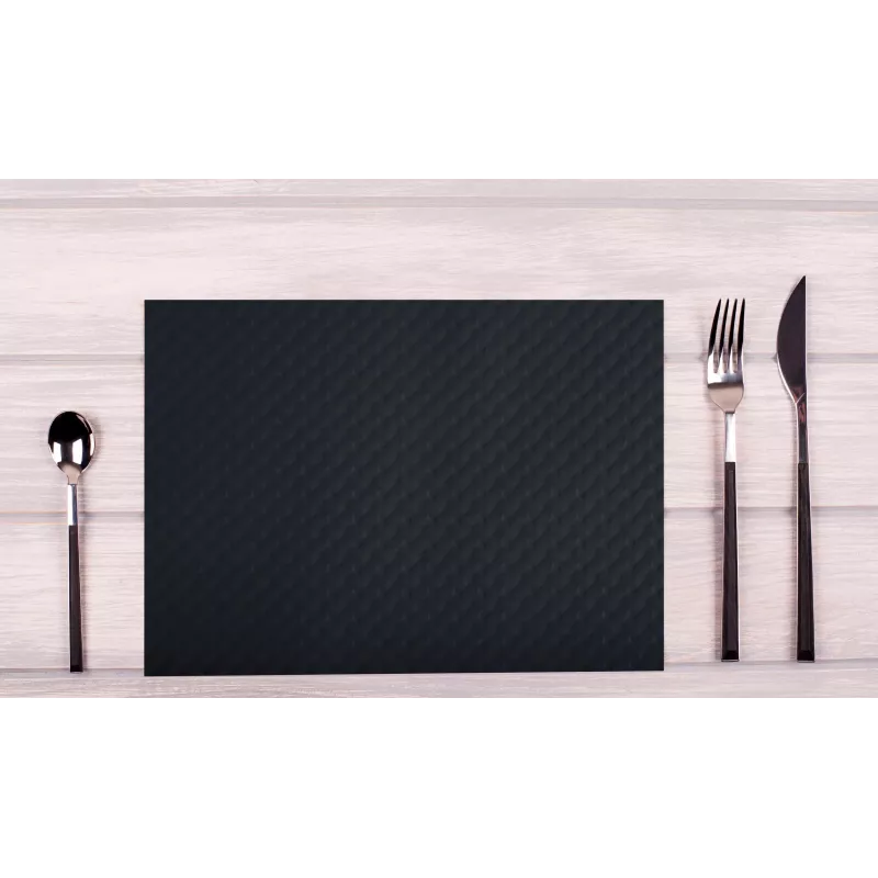 PROnappe Einweg-Tischset 400 x 300 mm Schwarz, geprägt, leicht satiniertes Papier