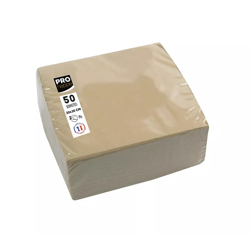 PROnappe Papierservietten Beige-Braun 2-lagig 20 x 20 cm 50er-Pack