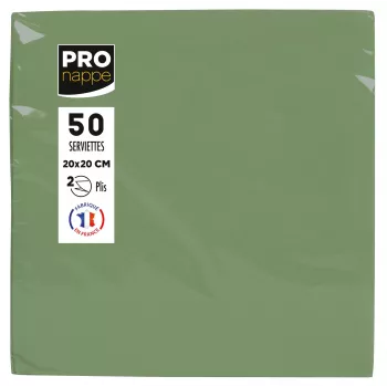 PROnappe Olivgrün 2-lagige Servietten 20 x 20 cm 50er-Pack