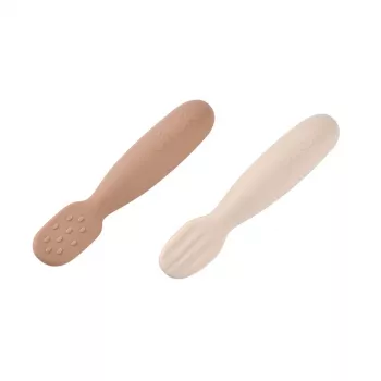 Beaba Set of 2 Silicone First Spoons-Teethers Praline/Clay