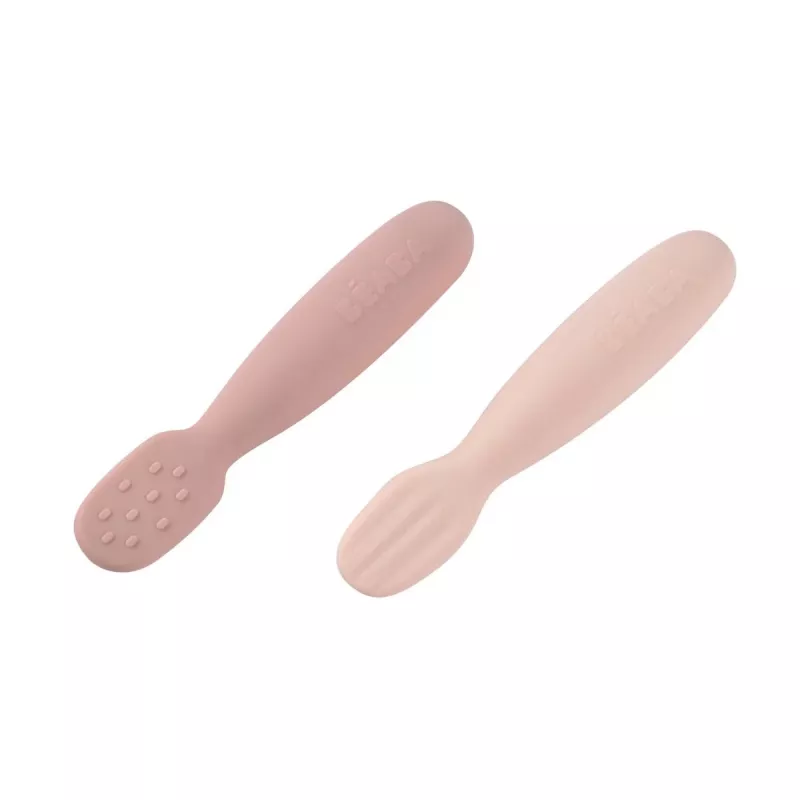 Beaba Set of 2 Silicone First Spoons & Teethers Cotton Candy/Sorbet