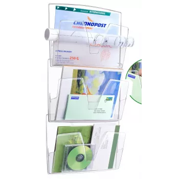 CEP Office Solution Wand-Prospekthalter Transparent DIN A4 3 Fächer