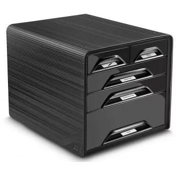 CEP Office Solution Smoove Schreibtisch-Schubladenbox DIN A4 Schwarz 5 Schubladen