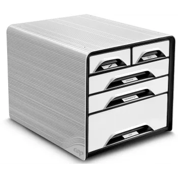 CEP Office Solution Smoove Schubladenbox Schwarz/Weiß DIN A4 mit 5 Schubladen