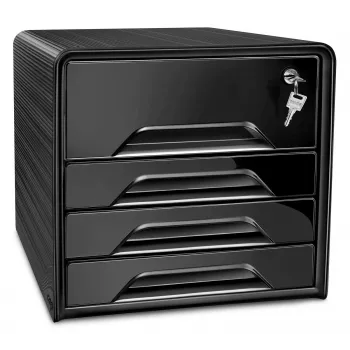 CEP Office Solution Smoove Secure Schubladenbox Schwarz DIN A4 4 Schubladen