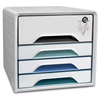 CEP Office Solution Smoove Schubladenbox Weiß mit bunten Linien 5 Schubladen