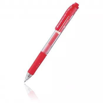 Pentel Hybrid Gel Grip Retractable Gel Pen - Rote Tinte - 0,7 mm Mittlere Spitze - Transparentes Gehäuse - Metallclip