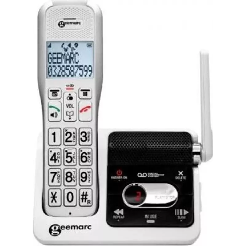 Geemarc AmpliDECT 595 ULE Schnurlostelefon mit Anrufbeantworter, Weiß