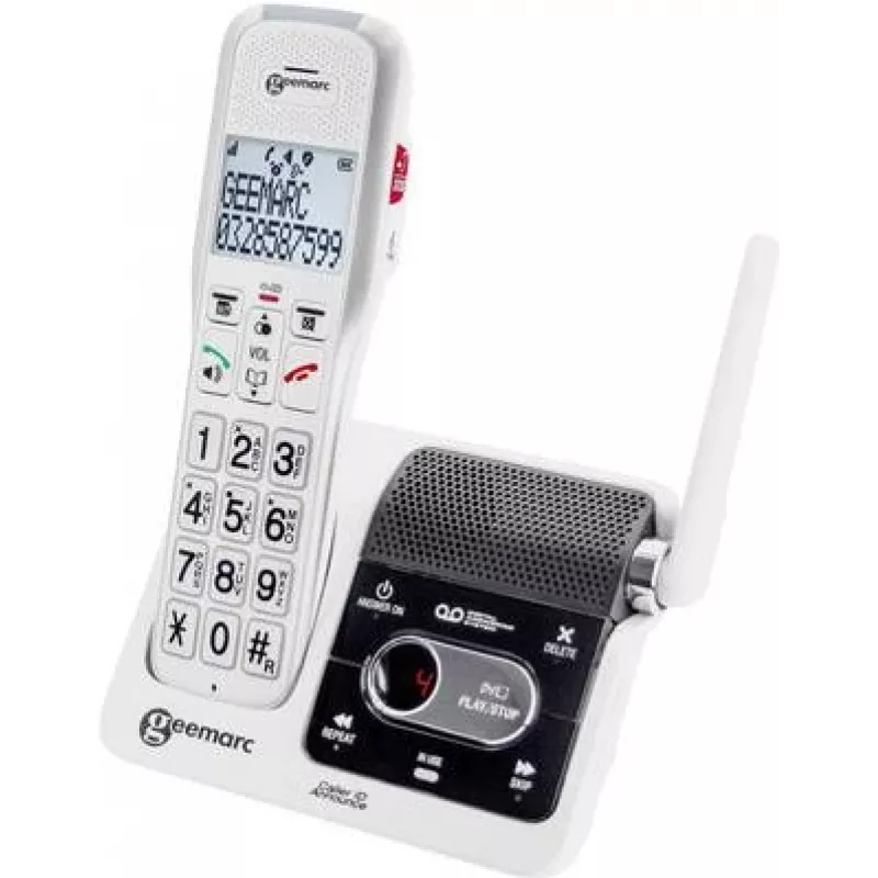 Geemarc AmpliDECT 595 ULE Schnurlostelefon mit Anrufbeantworter, Weiß