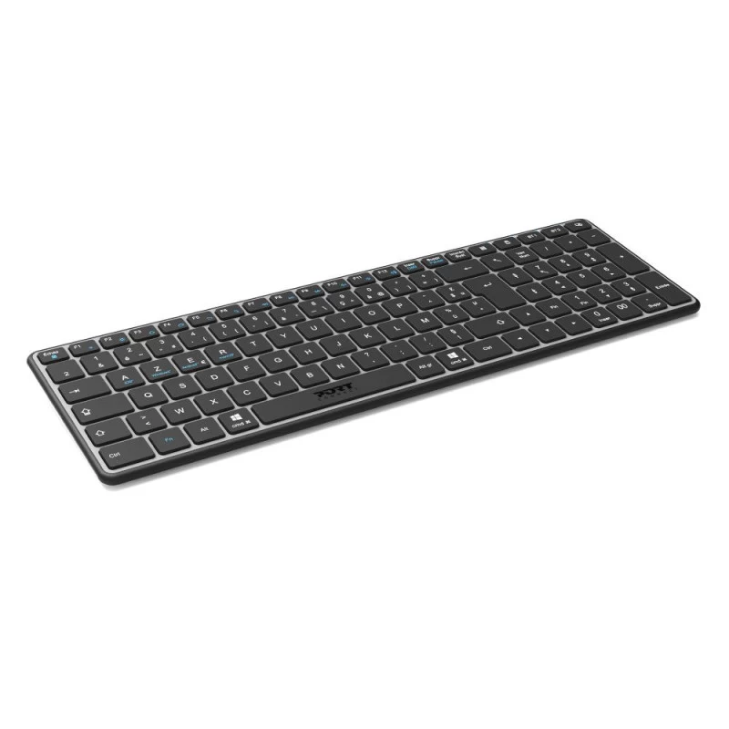 PORT Designs FR - Tastatur Compact Pro Wiederaufladbar Bluetooth AZERTY Schwarz