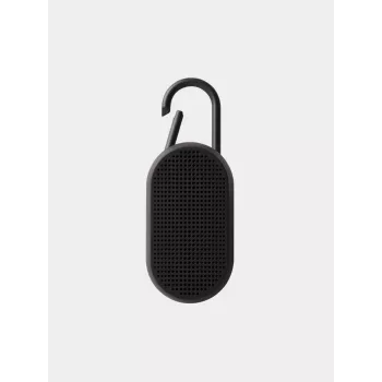 Lexon Mino T Tragbarer Bluetooth-Lautsprecher mit Ladestation und Karabiner, Schwarz