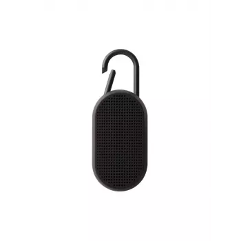 Lexon Mino T Tragbarer Bluetooth-Lautsprecher mit Ladestation und Karabiner, Schwarz