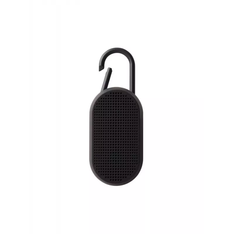 Lexon Mino T Tragbarer Bluetooth-Lautsprecher mit Ladestation und Karabiner, Schwarz