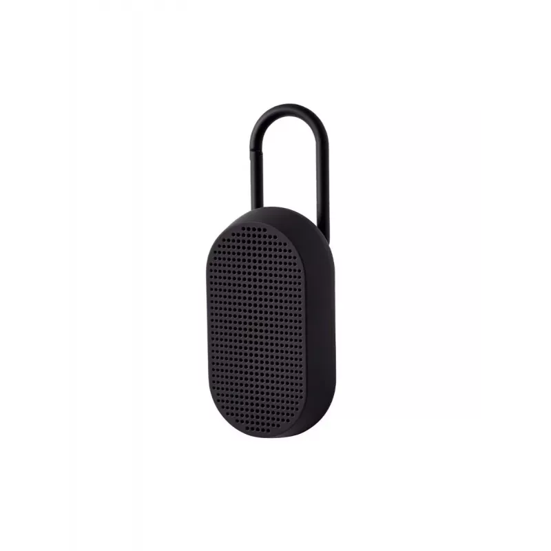 Lexon Mino T Tragbarer Bluetooth-Lautsprecher mit Ladestation und Karabiner, Schwarz