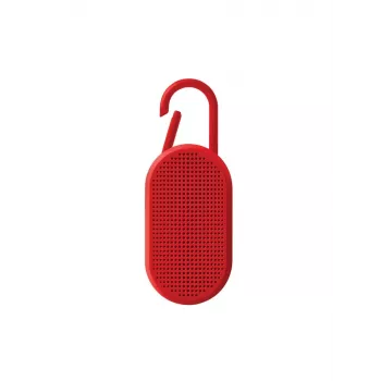 Lexon Mino T Tragbarer Bluetooth-Lautsprecher mit Standfuß und Karabiner, Rot