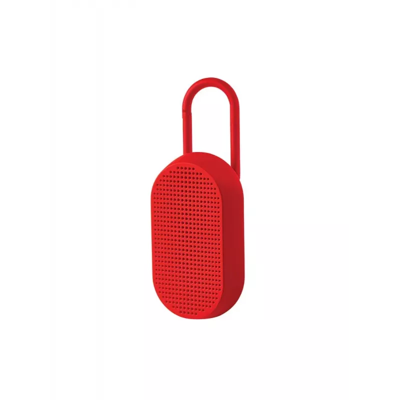 Lexon Mino T Tragbarer Bluetooth-Lautsprecher mit Standfuß und Karabiner, Rot