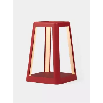 Lexon Laternen-LED-Lampe mit kabellosem Ladegerät Dunkelrot LH94DR