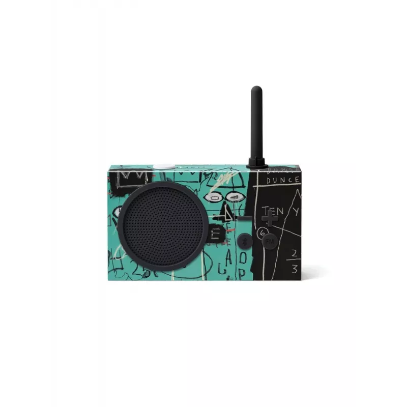Lexon Tykho 3 X JMB Radio Bluetooth Tragbares FM-Radio mit Basquiat-Kunstwerk, Schwarz
