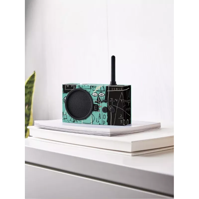 Lexon Tykho 3 X JMB Radio Bluetooth Tragbares FM-Radio mit Basquiat-Kunstwerk, Schwarz