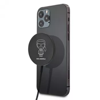 Karl Lagerfeld MagSafe-kompatibles kabelloses Ladegerät 15W Schwarz