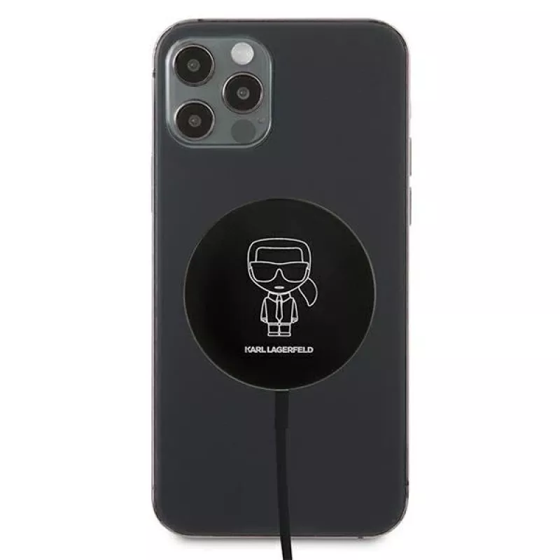Karl Lagerfeld MagSafe-kompatibles kabelloses Ladegerät 15W Schwarz