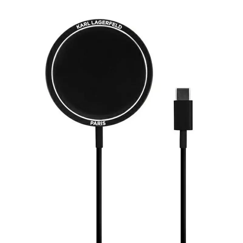 Karl Lagerfeld MagSafe-kompatibles kabelloses Ladegerät 15W Schwarz