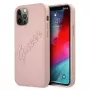 Guess GUHCP12LRSAVSRG Saffiano Vintage Script Hard Case für Apple iPhone 12 Pro Max, Pink