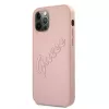 Guess GUHCP12LRSAVSRG Saffiano Vintage Script Hard Case für Apple iPhone 12 Pro Max, Pink