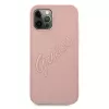 Guess GUHCP12LRSAVSRG Saffiano Vintage Script Hard Case für Apple iPhone 12 Pro Max, Pink