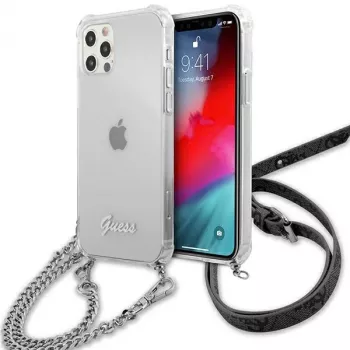 Guess GUHCP12LKC4GSSI iPhone 12 Pro Max 6,7 inch Transparente Hardcase mit Silberkette - 4G Kollektion