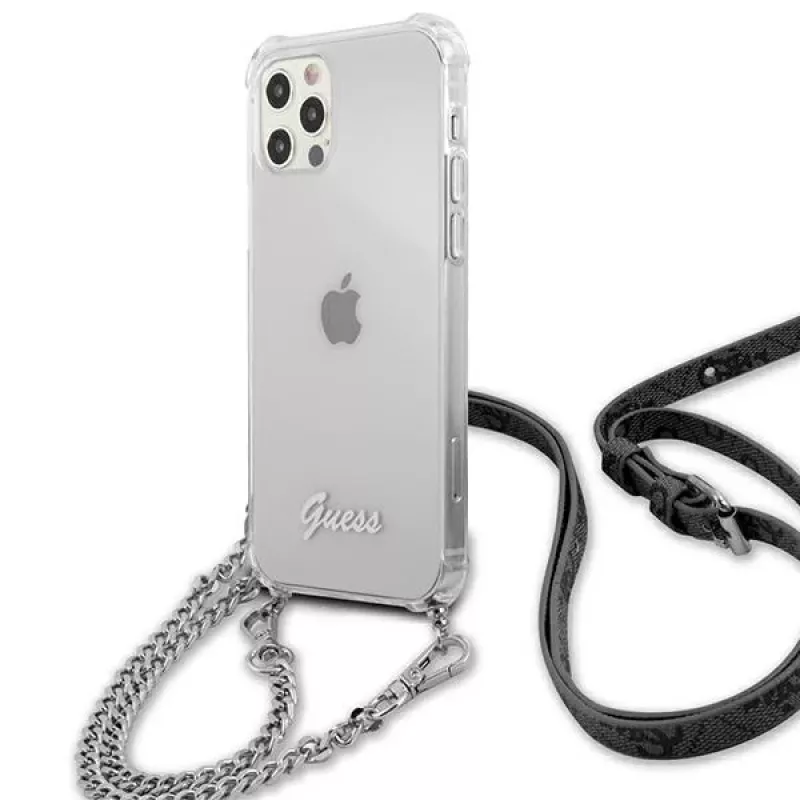 Guess GUHCP12LKC4GSSI iPhone 12 Pro Max 6,7 inch Transparente Hardcase mit Silberkette - 4G Kollektion