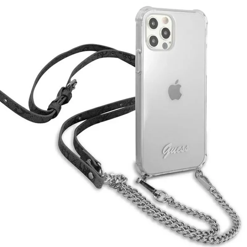 Guess GUHCP12LKC4GSSI iPhone 12 Pro Max 6,7 inch Transparente Hardcase mit Silberkette - 4G Kollektion