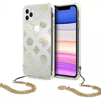 Guess GUHCN58KSPEGO Hardcase für Apple iPhone 11 Pro 5,8 inch Gold Peony Chain Collection