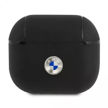 BMW BMA3SSLBK AirPods 3 Hülle Schwarz Echtleder Silbernes Logo