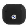 BMW BMA3SSLBK AirPods 3 Hülle Schwarz Echtleder Silbernes Logo